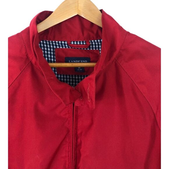Lands End Bomber Jacket Coat Mens Medium(38-40)Red Plaid Lined Full Zip - Picture 3 of 9